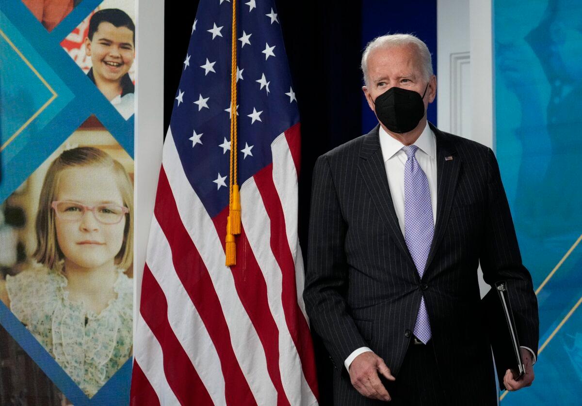 President Joe Biden arrives to speak in Washington on Nov. 3, 2021. (Drew Angerer/Getty Images)