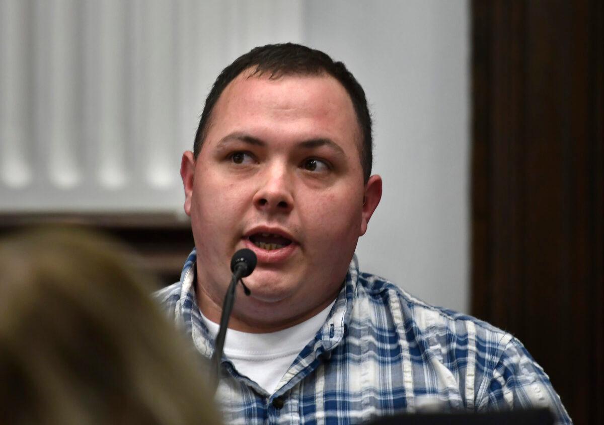 Ryan Balch testifies during Kyle Rittenhouse's trial at the Kenosha County Courthouse in Kenosha, Wis., on Nov. 4, 2021. (Sean Krajacic/Pool/The Kenosha News via AP)