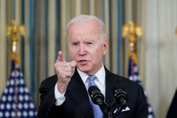 President Joe Biden responds to a question about the U.S. border at the White House on Nov. 6, 2021. (Alex Brandon/AP Photo)