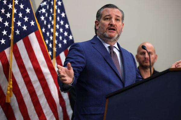 Sen. Ted Cruz (R-Texas) speaks during a news conference on the U.S. Southern Border and President Joe Biden’s immigration policies, in the Hart Senate Office Building in Washington, D.C., on May 12, 2021. (Anna Moneymaker/Getty Images)