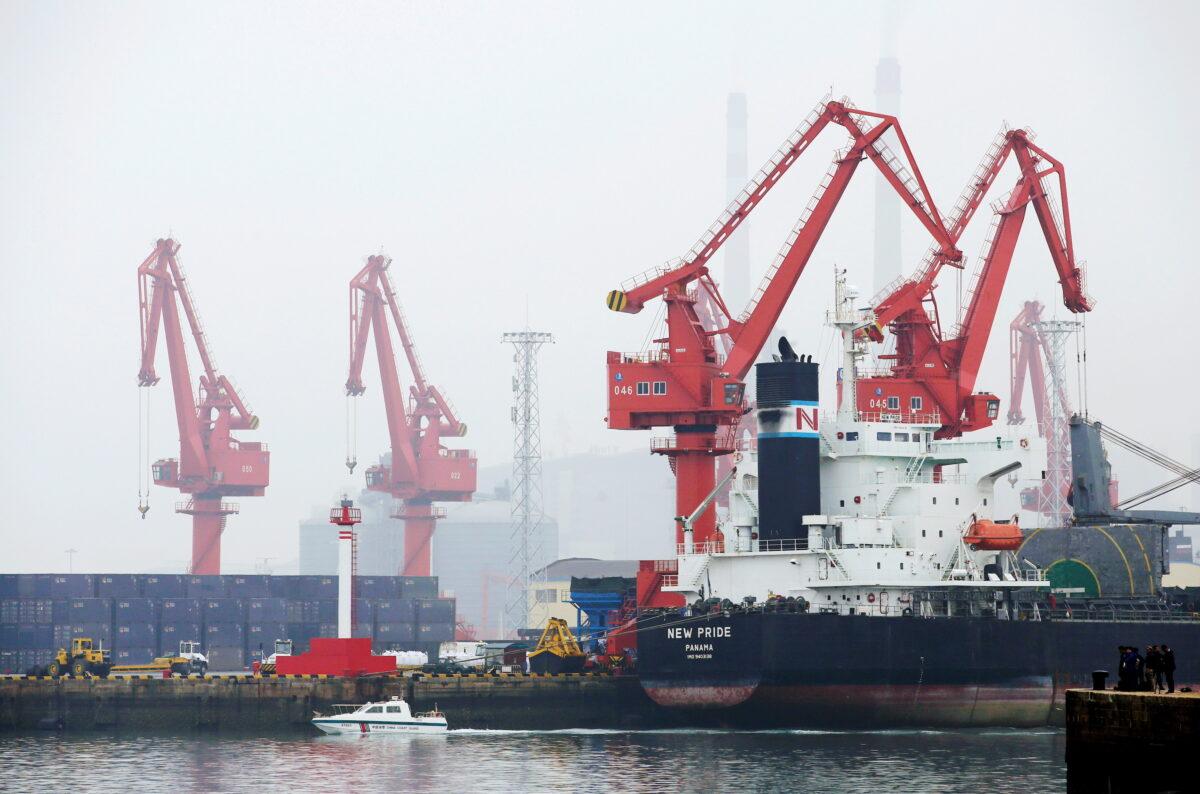 A crude oil tanker is seen at Qingdao Port, Shandong Province, China, on April 21, 2019. (Jason Lee/Reuters)