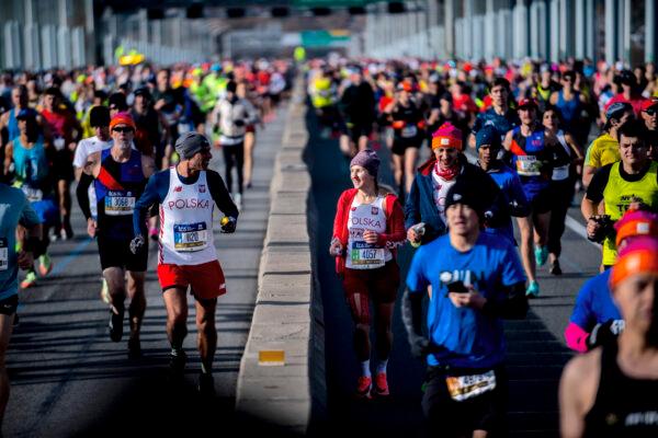 Runners make their way at the start of NYC marathon in New York on Nov. 7, 2021. (Brittainy Newman/AP Photo)