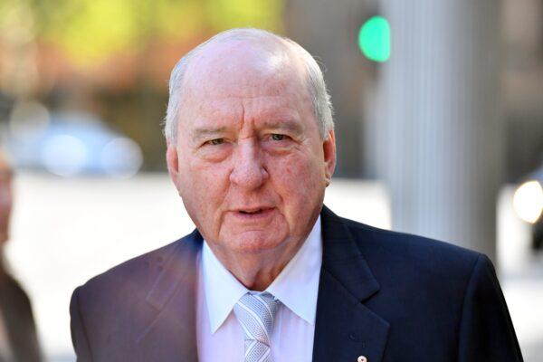 Australian commentator Alan Jones arrives for the state funeral of former NSW premier John Fahey, at St Mary's Cathedral, in Sydney, Australia, on Sept. 25, 2020. (AAP Image/POOL/Mick Tsikas)