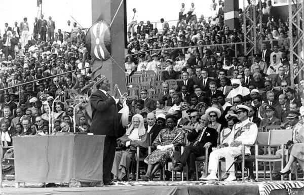 Prime Minister Jomo Kenyatta at Independence Arena for The Independence Ceremony in Kenya, 1963. (Authenticated News/Archive Photos/Getty Images)