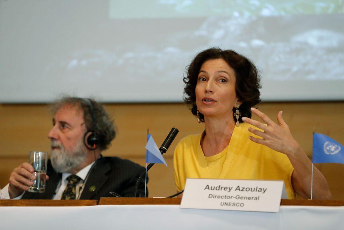 UNESCO Director-General Audrey Azoulay speaks during a presentation in Paris on May 6, 2019. (FRANCOIS GUILLOT/AFP via Getty Images)