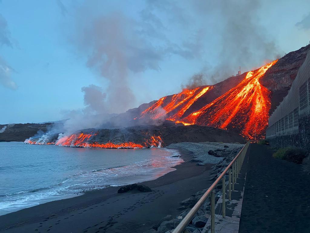 Rock Rises out of the Sea as Second La Palma Lava Flow Reaches Ocean