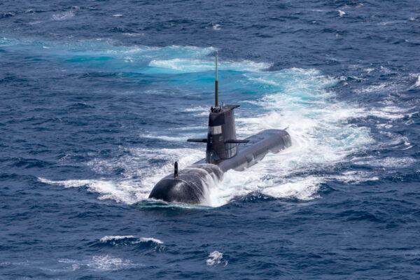 Royal Australian Navy submarine HMAS Rankin is seen during AUSINDEX 21, a biennial maritime exercise between the Royal Australian and the Indian navies in Darwin, Australia, on Sept. 5, 2021. (POIS Yuri Ramsey/Australian Defence Force via Getty Images)