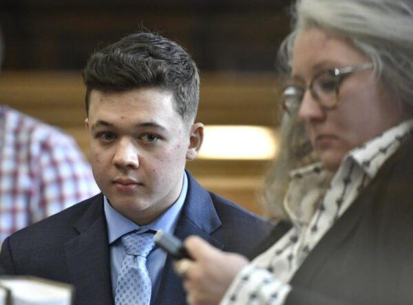 Kyle Rittenhouse waits for his motion hearing to begin with one of his attorneys, Natalie Wisco, at the Kenosha County Courthouse in Kenosha, Wis., on Oct. 25, 2021. (Sean Krajacic/AP Photo)
