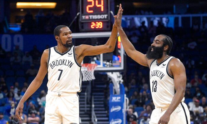 Kevin Durant, James Harden Lead Nets Past Magic, 123–90