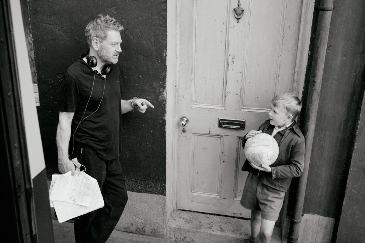 Kenneth Branagh directs Jude Hill on the set of Branagh's movie, "Belfast." (Rob Youngson/Focus Features)