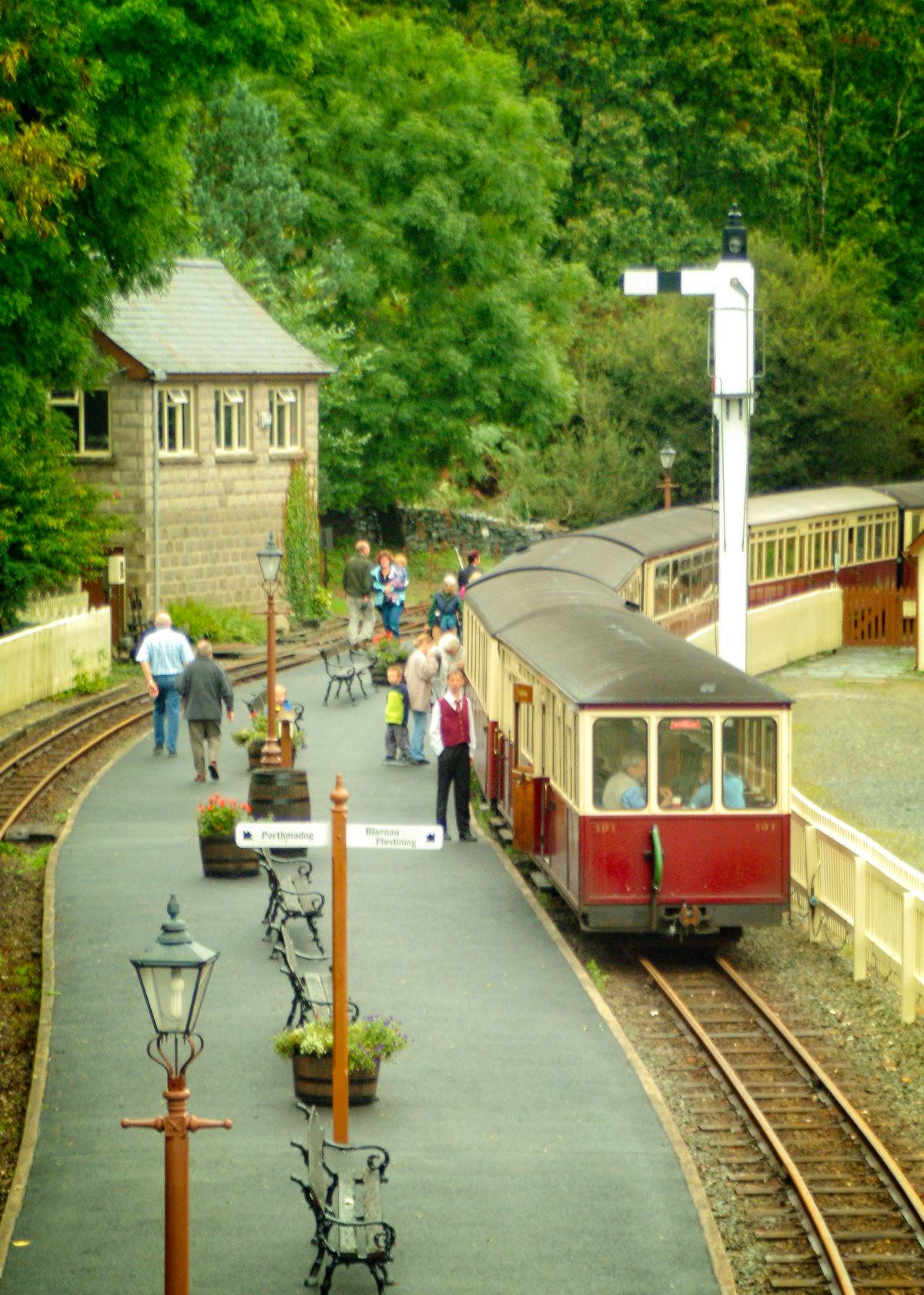 Wales has an extensive network of narrow-gauge train lines. Once used for transporting coal and slate, they now transport tourists and enable visitors to take in off-the-beaten-path vistas of Welsh scenery. (Copyright Fred J. Eckert)