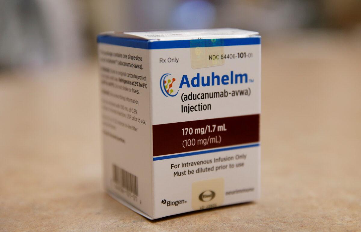 Aduhelm, Biogen's approved drug for early Alzheimer's disease, is seen at Butler Hospital, one of the clinical research sites in Providence, R.I., on June 16, 2021. (Jessica Rinaldi/Pool via Reuters)