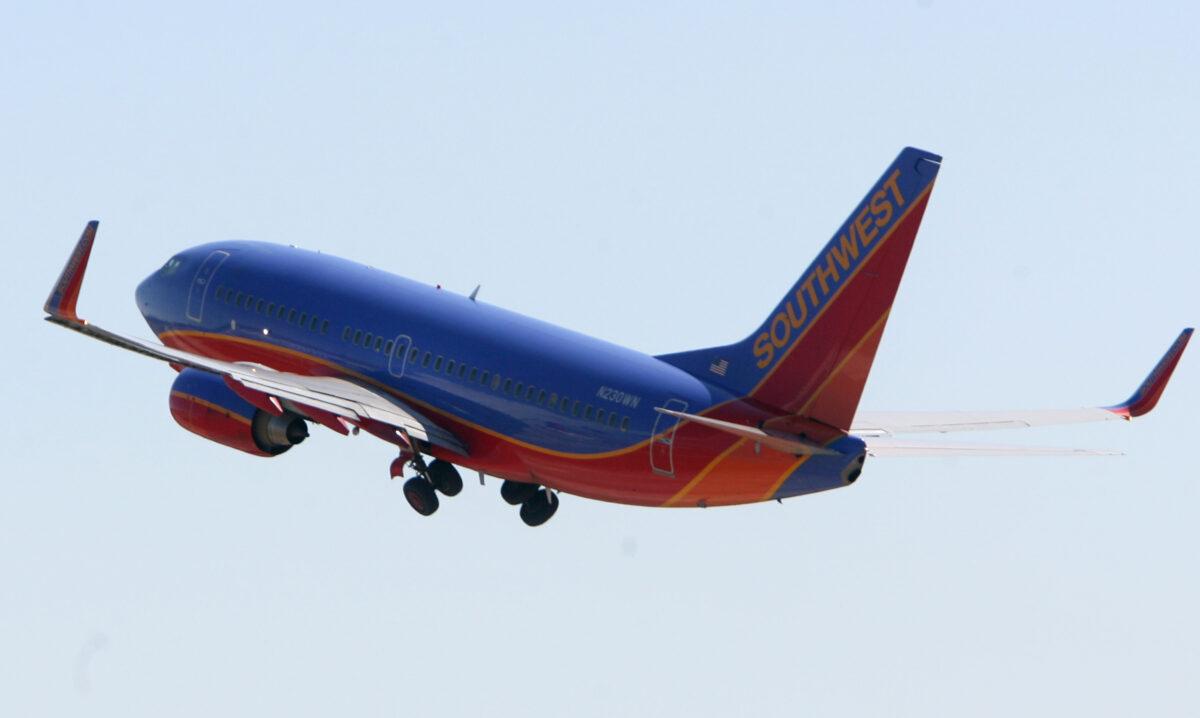 Southwest Airlines planes take off from the airline's hub at Dallas Love Field Airport on March 12, 2008, in Dallas, Texas. (Rick Gershon/Getty Images)