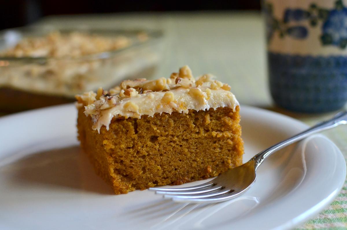 For the completely pie-averse, how about a plush pumpkin cake with cream cheese frosting? (Kevin Revolinski)
