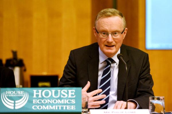 Reserve Bank Governor Philip Lowe speaks during the House of Representatives Economics Committee at Parliament House in Canberra, Australia on Feb. 7, 2020. (Tracey Nearmy/Getty Images)