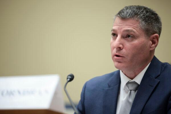  Assistant Director of the Cyber Division at the Federal Bureau of Investigation Bryan Vorndran speaks at a hearing with the House Committee on Oversight and Reform in the Rayburn House Office Building in Washington on Nov. 16, 2021. (Anna Moneymaker/Getty Images)