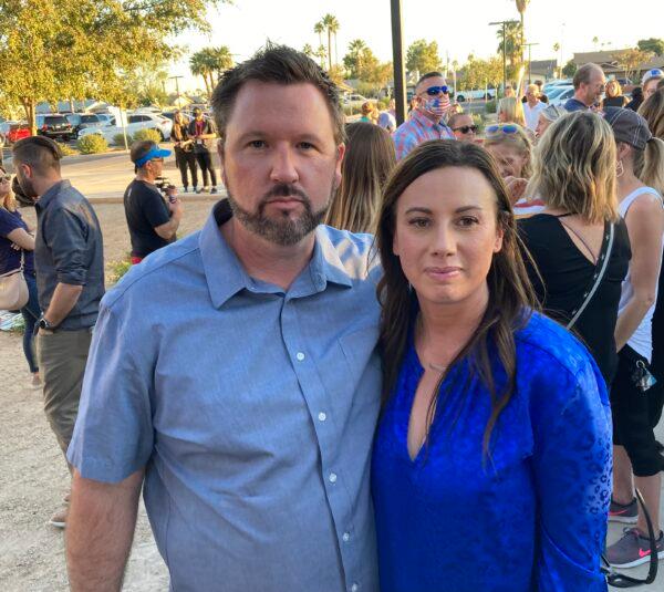  Amanda and Daniel Wray of Scottsdale, Ariz., say their private information was found in an alleged online dossier that Jann-Michael Greenburg, former president of the Scottsdale Unified School District Governing Board, and his father allegedly had kept on parents who opposed certain board policies. (Allan Stein/The Epoch Times)
