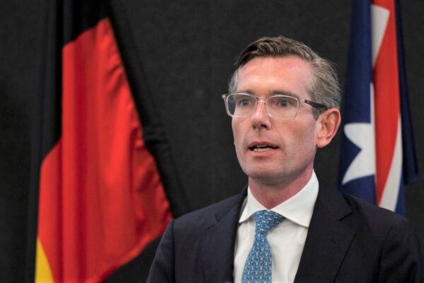Premier Dominic Perrottet at a media conference at NSW State Parliament in Sydney, Australia, on Oct. 21, 2021. (Brook Mitchell/Getty Images)