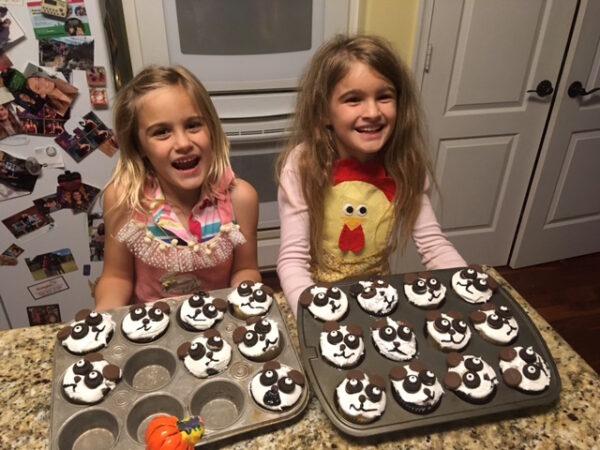It was a panda-themed party for Betsy Ann (Bitsy, L), as she turned 7 in July. The girls had fun decorating these cakes. (Courtesy of the Stansell family)