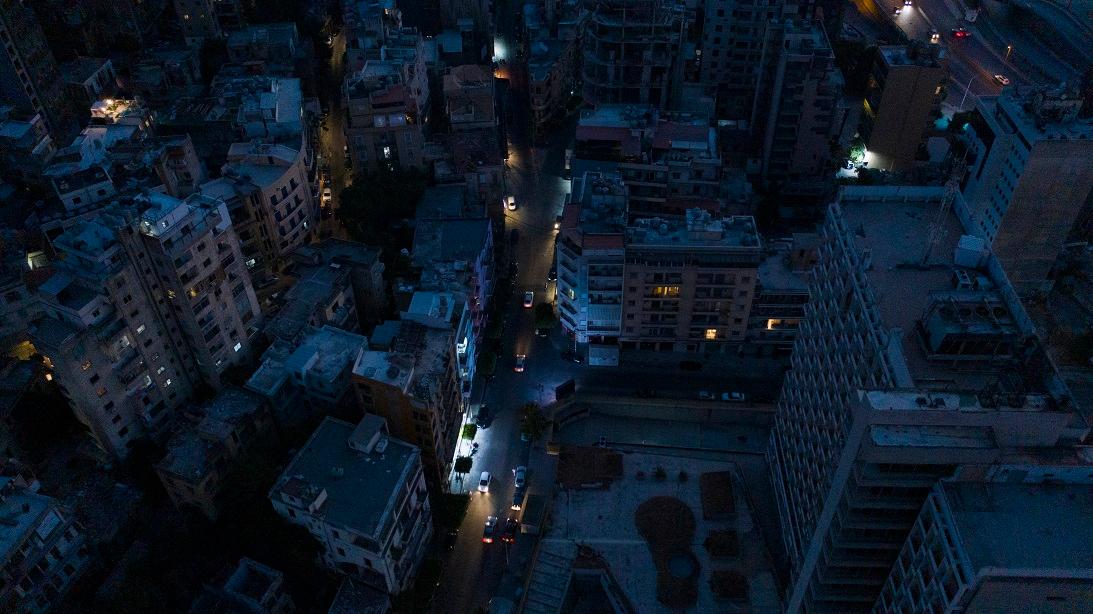 An aerial view of the Mar Mikhael neighborhood during a power outage in Beirut on Aug. 2. Higher energy prices are expected to make gas and electricity unaffordable for more European households this winter. (Roudy Doumit/Getty Images)