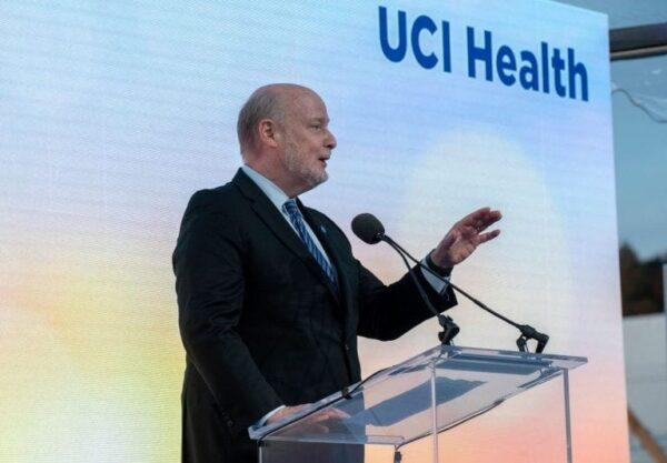University of California–Irvine Chancellor Howard Gillman presided over the groundbreaking ceremony for a new medical complex, which is located on campus in Irvine, Calif., on Nov. 15, 2021. (Courtesy of Steve Zylius)