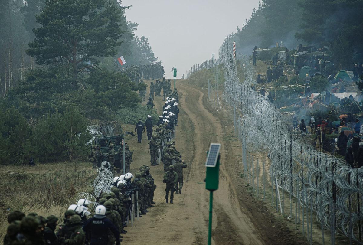 Situation at the Poland–Belarus border in Kuznica, Poland, on Nov. 11, 2021. (Irek Dorozanski/DWOT/Courtesy of the Chancellery of Poland’s Prime Minister)