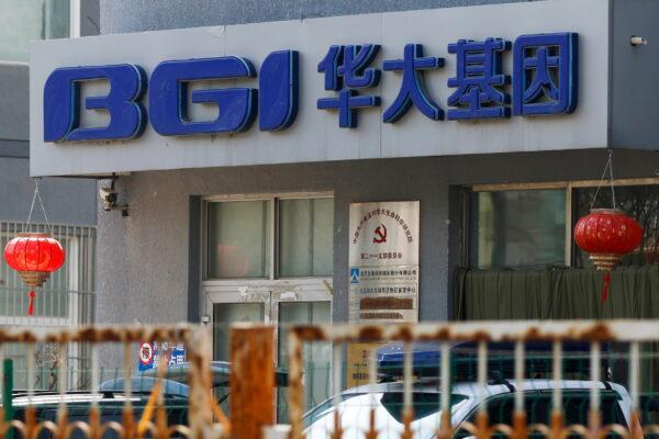 The logo of Chinese gene firm BGI Group is seen at its building in Beijing, on March 25, 2021. (Carlos Garcia Rawlins/Reuters)