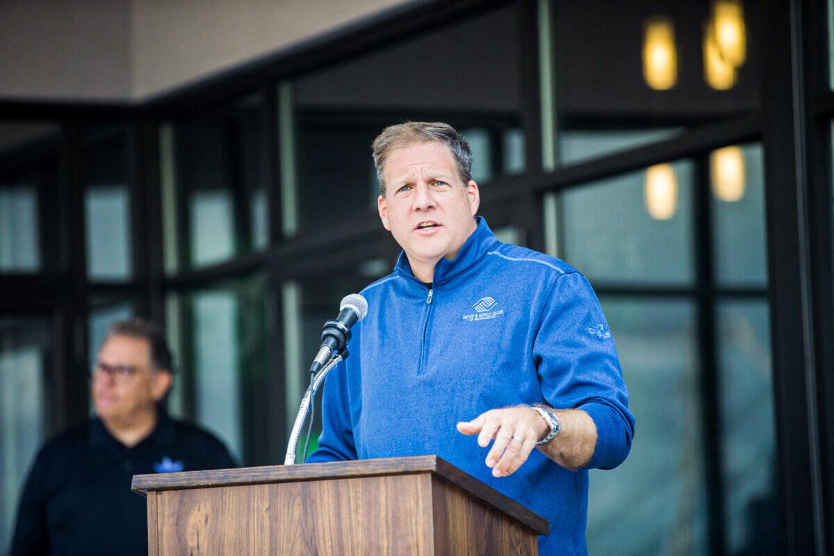New Hampshire Gov. Chris Sununu speaks during a ceremony in Manchester, N.H., on Sept. 2, 2020. (Scott Eisen/Getty Images for DraftKings)