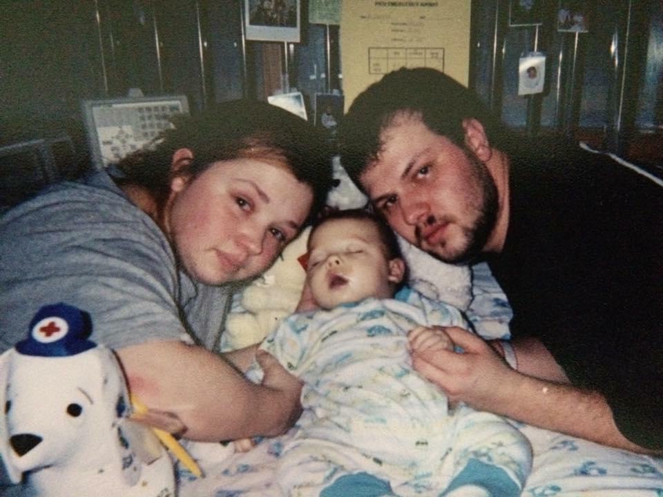 Rebecca and her husband with their baby Nicholas just moments after he died. (Courtesy of <a href="https://www.facebook.com/rebecca.bourassa.3">Rebecca Bourassa</a>)