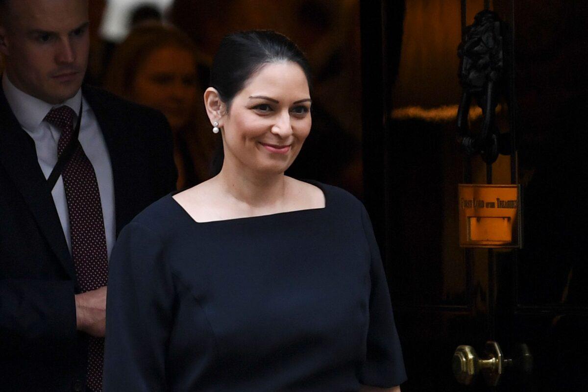 Britain's Home Secretary Priti Patel leaves Downing Street after attending a cabinet meeting in central London on Oct. 27, 2021. (Daniel Leal/AFP via Getty Images)