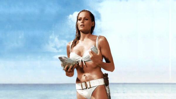 Blond bombshell Ursula Andress as Honey Ryder in "Dr. No" featured in the documentary “007: For Our Eyes Only”. (Sabbatical Entertainment)