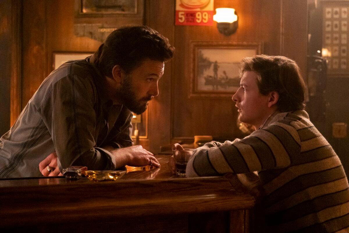 Uncle Charlie (Ben Affleck, L) and J.R. (Tye Sheridan), in "The Tender Bar." (Smokehouse Pictures/Amazon Studios)