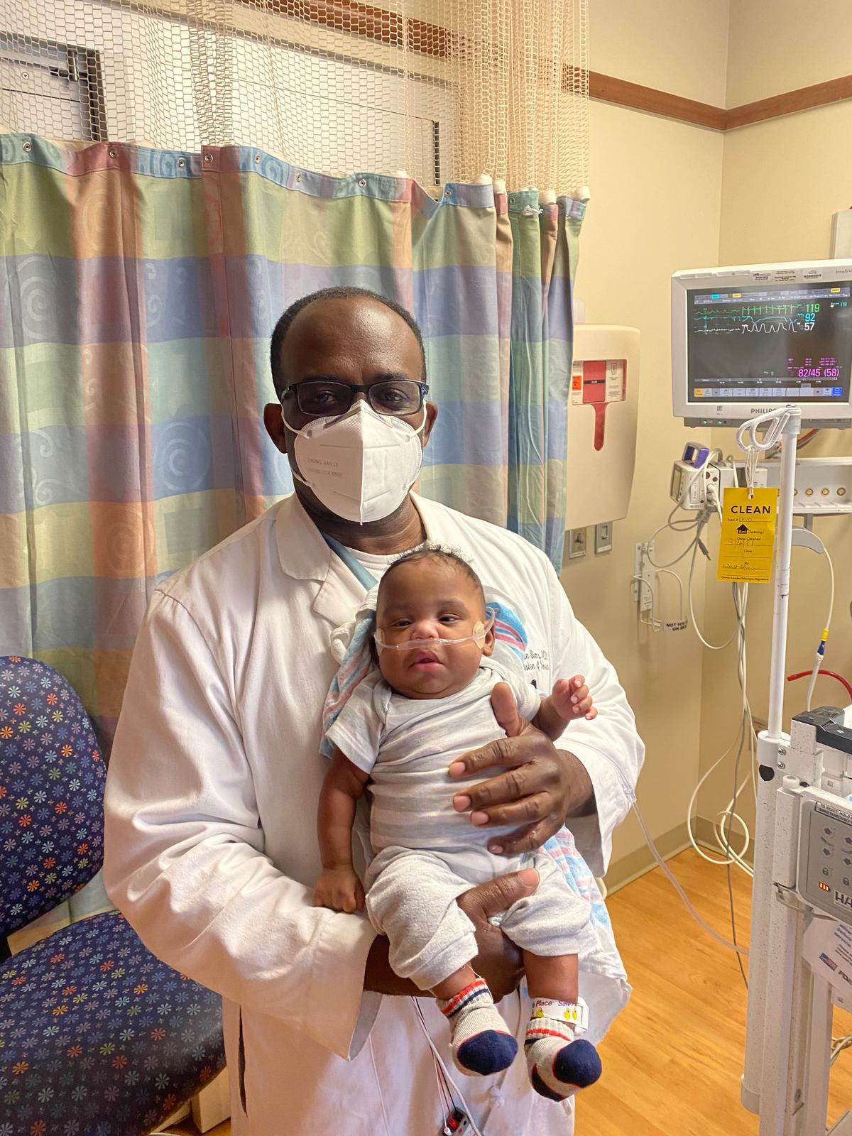 Dr. Brian Sims and Curtis during his stay in the NICU. (Courtesy of <a href="https://www.uab.edu/home/">UAB</a>)