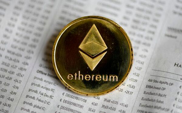 A physical imitation of an Ethereum cryptocurrency in Dortmund, western Germany, on Jan. 27, 2020. (Ina Fassbender/AFP via Getty Images)