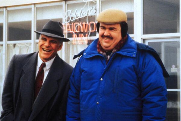 Steve Martin (L) and John Candy play an odd couple trying to get to Chicago in "Planes, Trains, Automobiles." (Paramount Pictures)