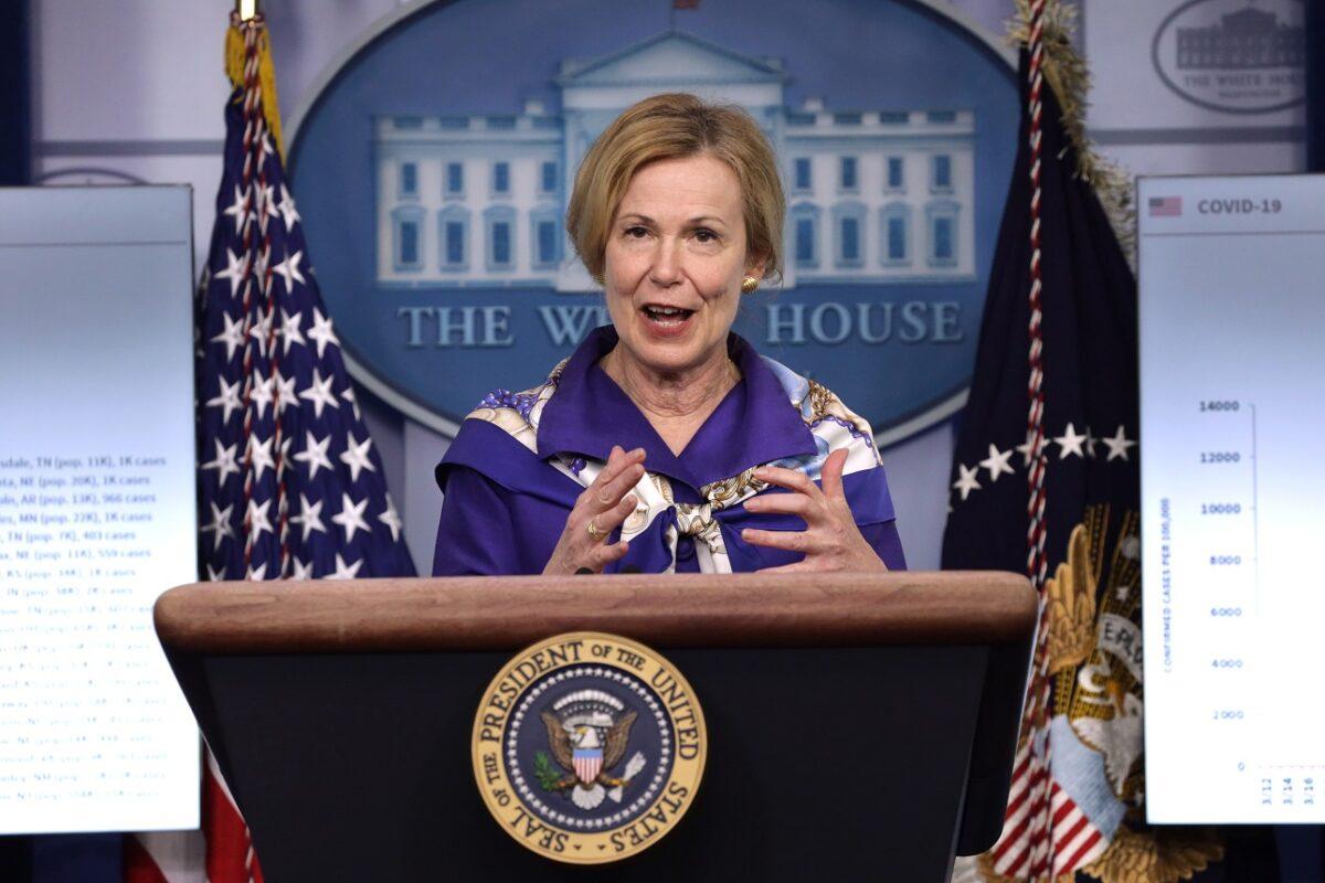 White House coronavirus response coordinator Deborah Birx speaks during a news briefing at the James Brady Press Briefing Room of the White House in Washington on May 22, 2020. (Alex Wong/Getty Images)