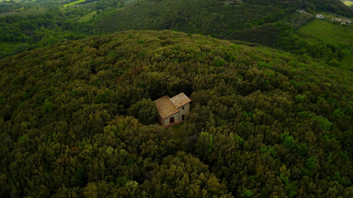 One of the many out-buildings on the estate, in the wooded paradise that surrounds much of the property. (Paola Panicola)
