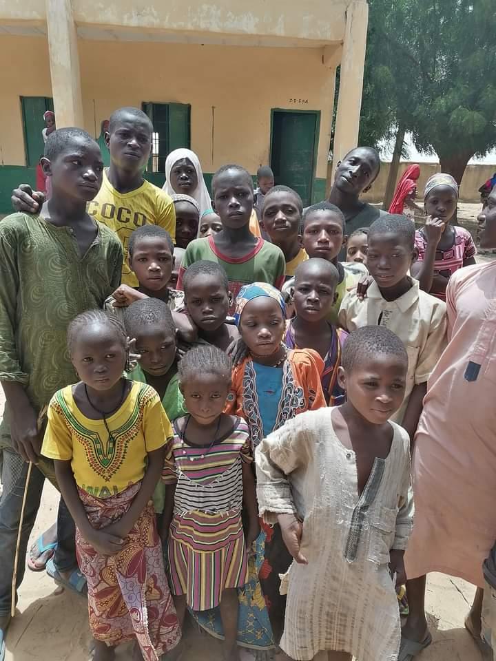 Children displaced from Gatawa, Sabon Birni County, Nigeria, on July 14, 2021 (Mansur Isa Buhari)
