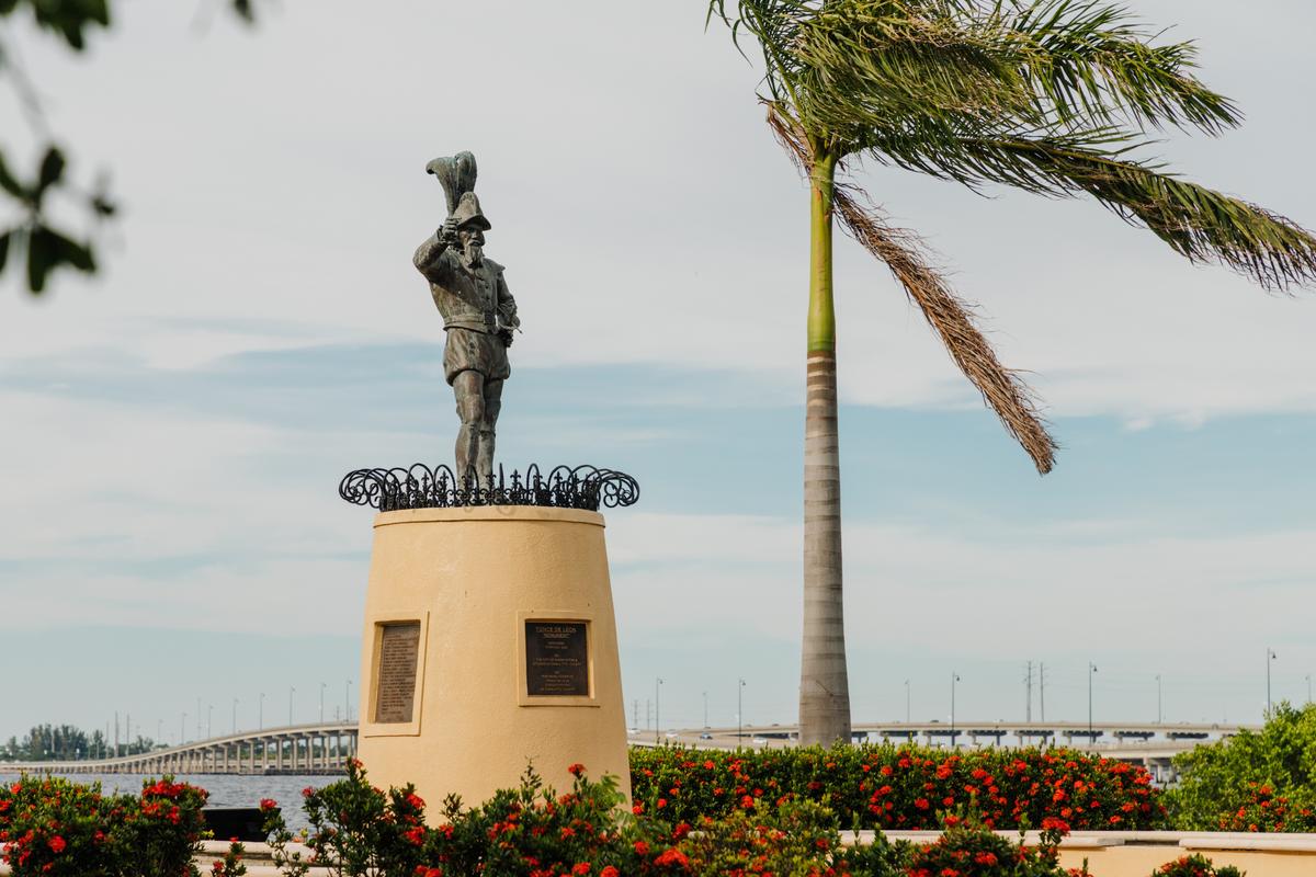 A statue of Juan Ponce de León. The Spanish explorer landed in present-day Punta Gorda in 1513. (Dennis Lennox)