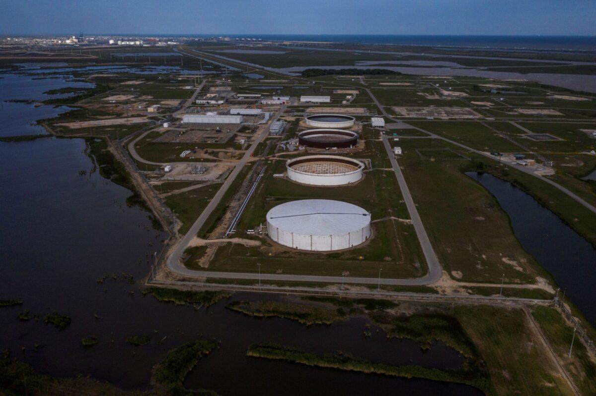 The Bryan Mound Strategic Petroleum Reserve, an oil storage facility, is seen in this aerial photograph over Freeport, Texas, on April 27, 2020. (Adrees Latif/Reuters)