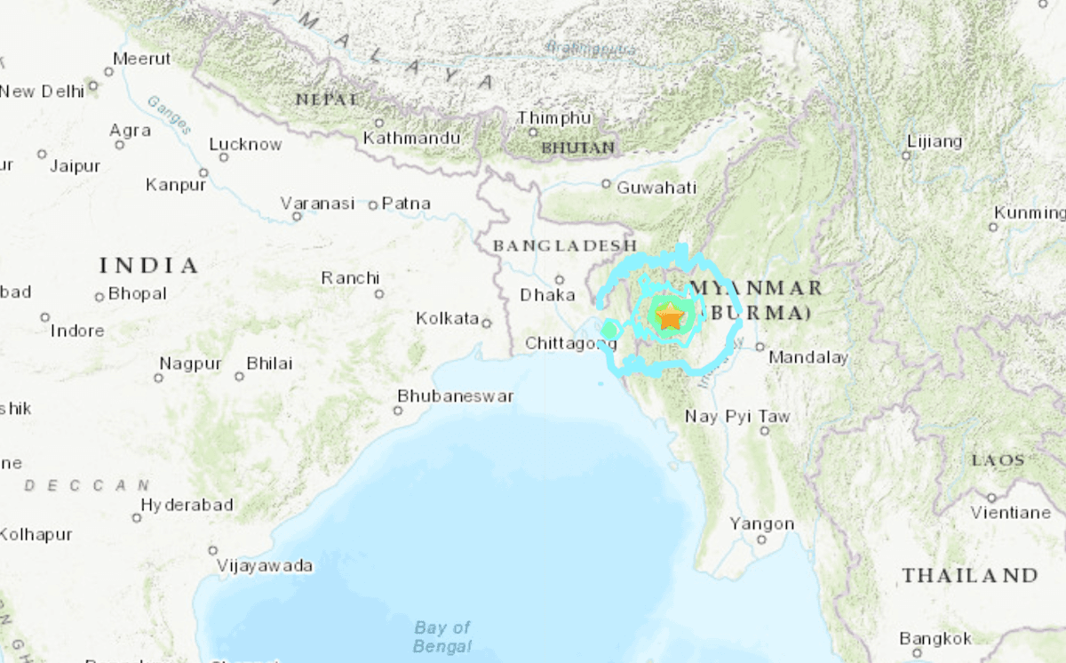 Earthquake Magnitude of 6.1 Shakes Burma-India Border Region