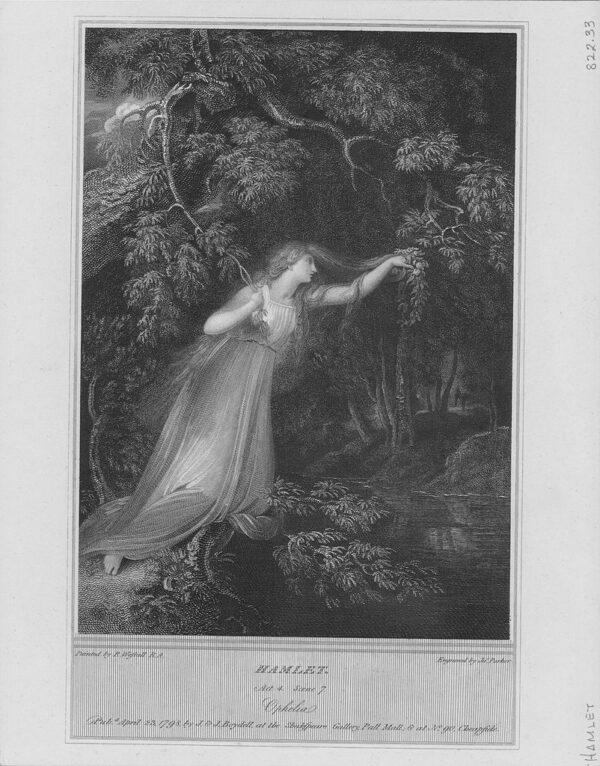 The first victim of Hamlet's doubt is his relationship with Ophelia, which leads to her madness and death. A 1603 engraving of Ophelia from “Hamlet.” (Archive Photos/Getty Images)