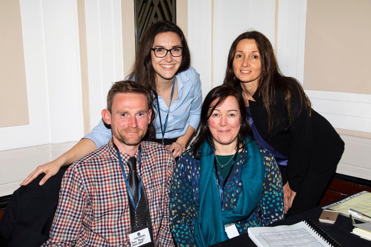 Susie Hughes (R) with ETAC volunteers who helped with logistics at the first China Tribunal hearings in London, in December 2018. (Courtesy of <a href="https://endtransplantabuse.org/">ETAC</a>)
