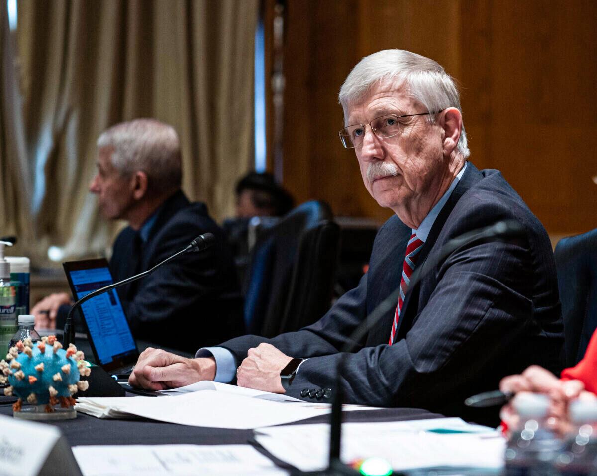 Then-NIH Director Dr. Francis Collins listens during a Senate Appropriations Labor, Health and Human Services Subcommittee hearing looking into the budget estimates for National Institute of Health (NIH) and state of medical research on Capitol Hill in Washington on May 26, 2021. (Sarah Silbiger-Pool/Getty Images)