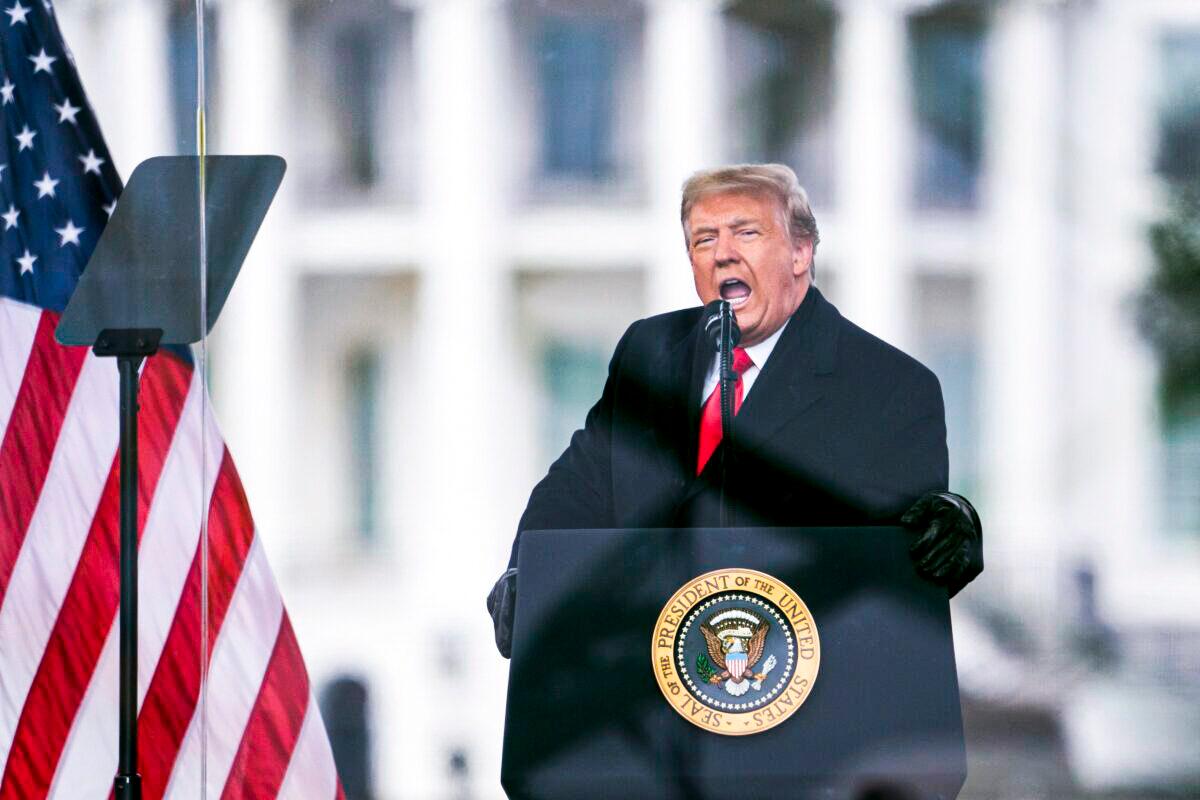 President Donald Trump speaks during a rally protesting the electoral college certification of Joe Biden as President in Washington on Jan. 6, 2021. (Evan Vucci/AP Photo)