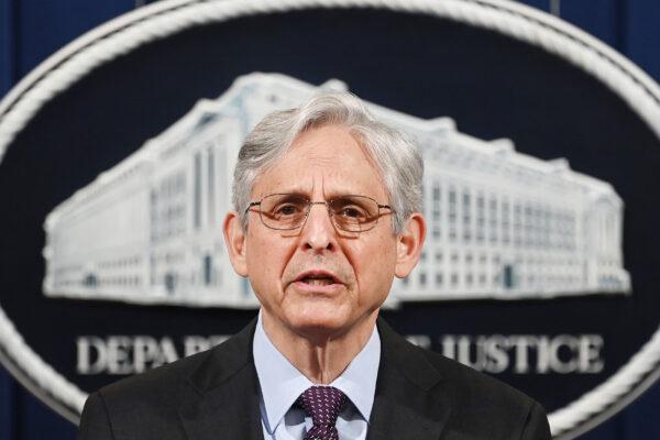 US Attorney General Merrick Garland delivers a statement at the Department of Justice on April 26, 2021, in Washington, DC. ( Mandel Ngan-Pool/Getty Images)