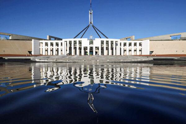 A general view of the Australian Parliament House on August 14, 2021, in Canberra, Australia. (Gary Ramage/Getty Images)