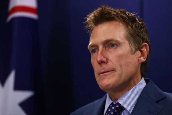 Attorney-General Christian Porter speaks during a media conference in Perth, Australia, on March 3, 2021. (Paul Kane/Getty Images)