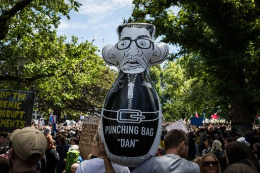 Protesters opposing the Pandemic Management Bill in Flagstaff Gardens in Melbourne, Australia, on Nov. 20, 2021. (Darrian Traynor/Getty Images)
