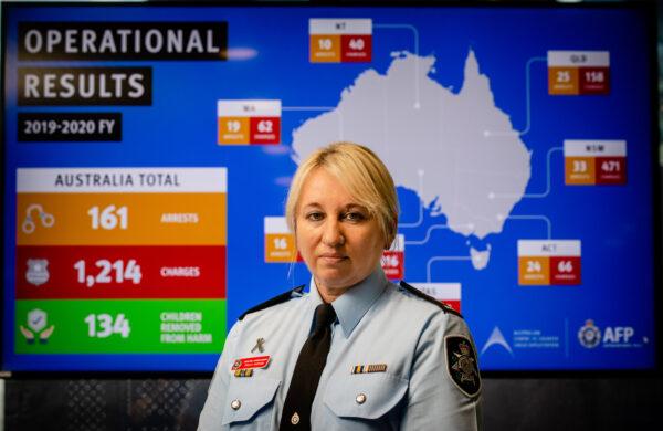 Then-Australian Federal Police detective superintendent Paula Hudson at the Australian Centre for Child Exploitation offices in Brisbane, Australia on Sep. 2, 2020. (Photo by PATRICK HAMILTON/AFP /AFP via Getty Images)